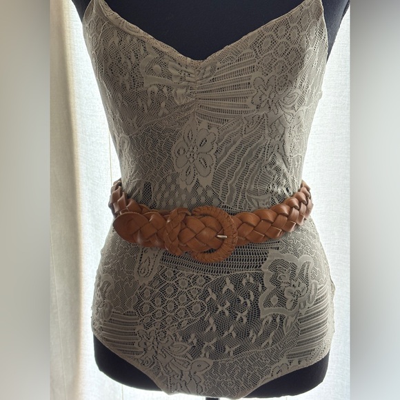 Braided Leather Belt Cognac Brown Woven Waist Belt • designer’s adjustable belt